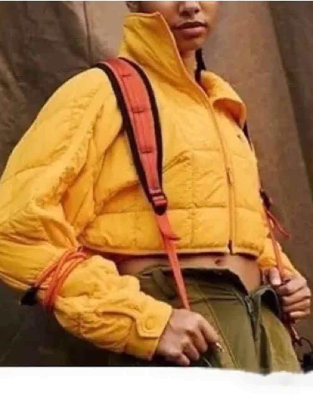 Free People Movement Pippa Yellow Cropped Packable Puffer